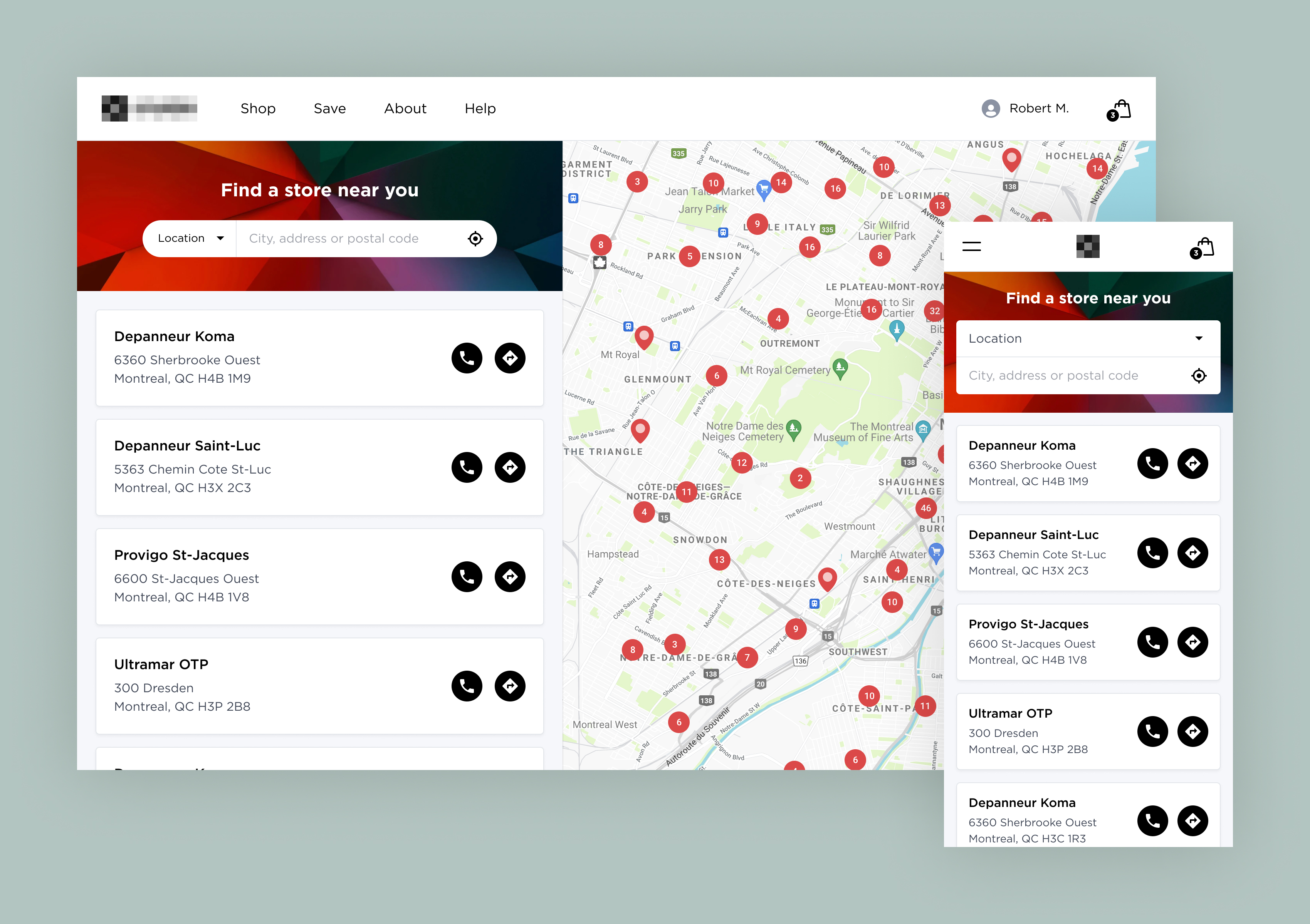 Retail store locator with geolocation